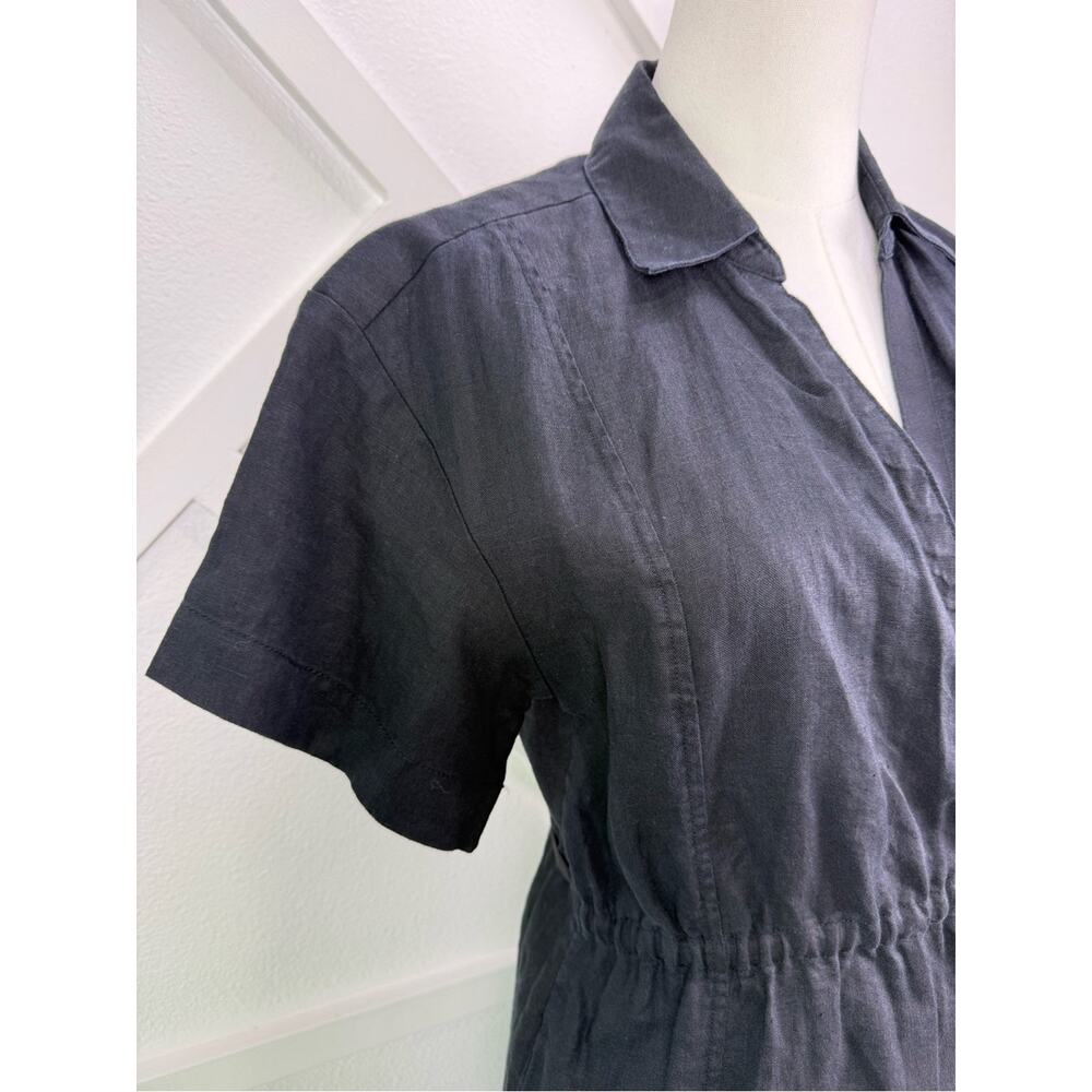 NWT Athleta Playa Linen Wrap V-Neck Dress with Pockets Summer Black Size 2 - Picture 3 of 12